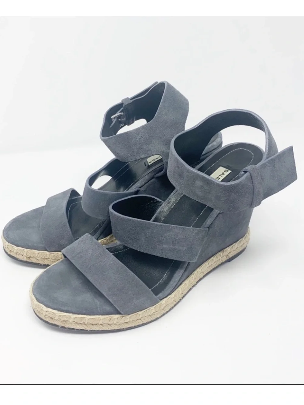 Balenciaga Suede Espadrille Wedge 3 Strap Sandal Size EU 39 Made in Spain